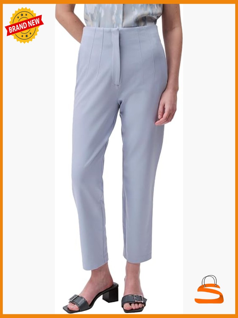 High Rise Ponte Cropped Straight Pants - Casual Slacks